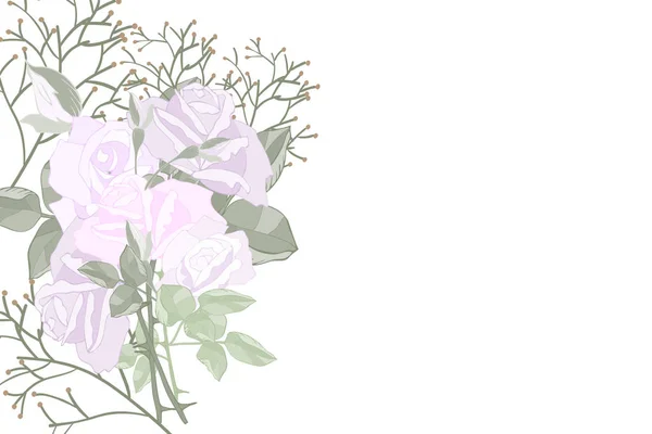 Jemné Pastelové Růže Pro Pozvání Svatba Dovolená — Stockový vektor