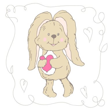 Sevimli tavşan. Vektör çizim.