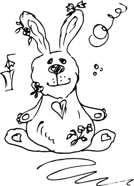 Милий Кролик Розмальовки Дітей Дорослих Векторні Ілюстрації Лінійне Креслення — стоковий вектор