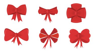 çeşitli kırmızı yaylar, vektör çizimleri ayarlandı