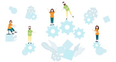 ayarları olan insanlar, vektör illüstrasyonu