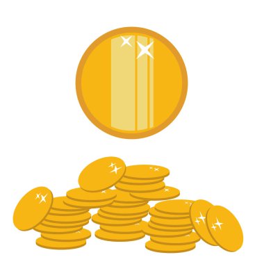 Parlak altın sikkeler, vektör illüstrasyonu