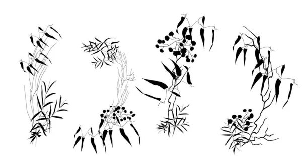 Minimalistische Vector Illustratie Van Abstracte Planten — Stockvector