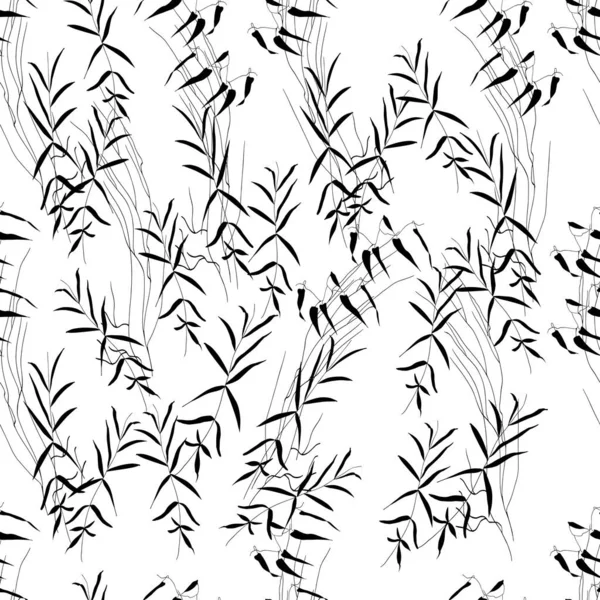 Κλαδιά Φυτών Φύλλα Χωρίς Ραφή Διανυσματικό Μοτίβο — Διανυσματικό Αρχείο