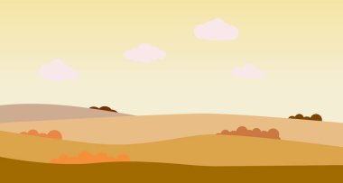 vektör sanatı, renkli kır manzarası, turuncu günbatımı 