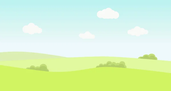 Paisaje Rural Prado Hierba Verde Cielo Con Nubes Ilustración Vectorial — Vector de stock