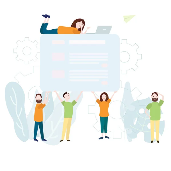 vector illustration of business people, team work