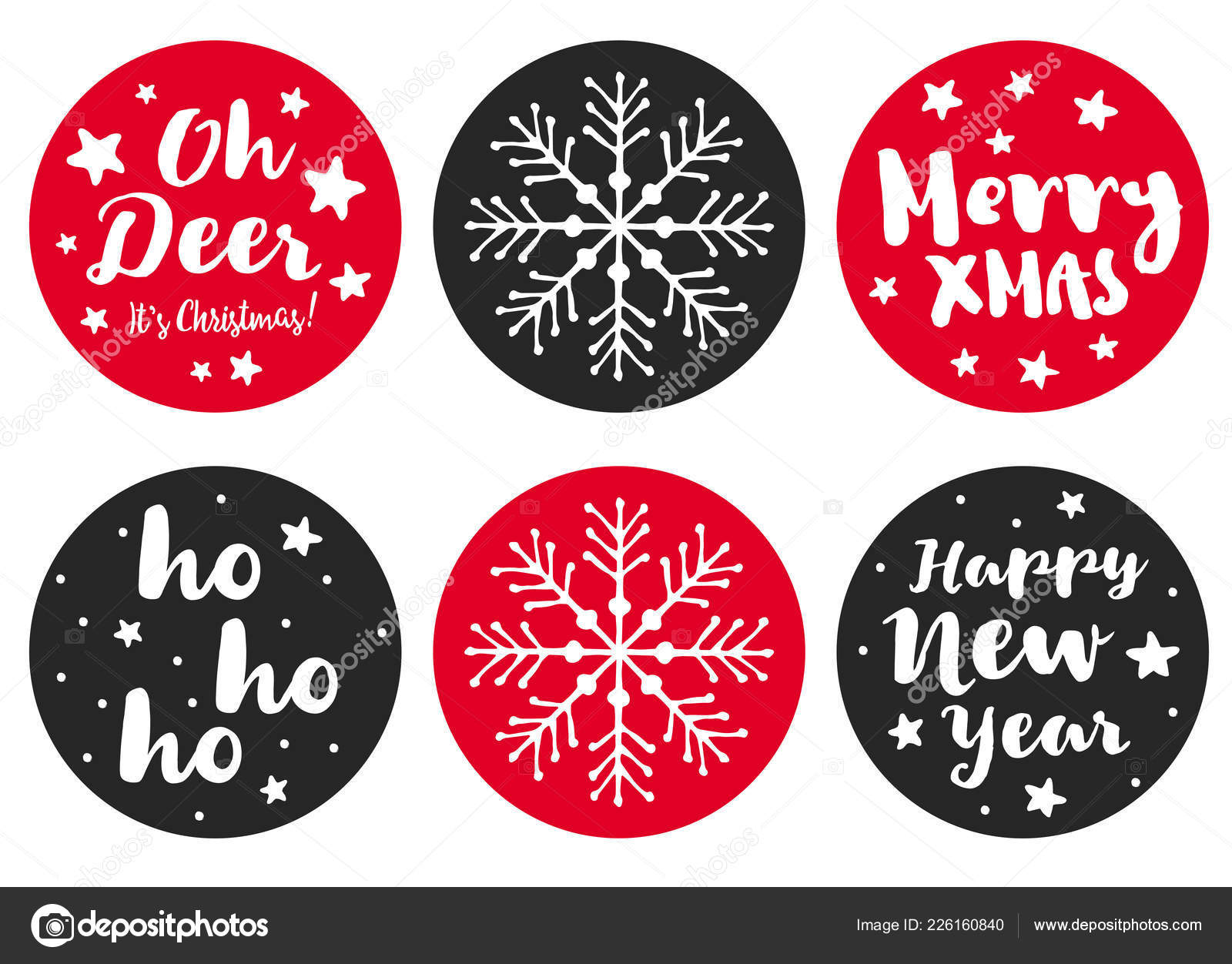 Download Set Cute Shape Christmas Vector Stickers Santa Claus Text ...