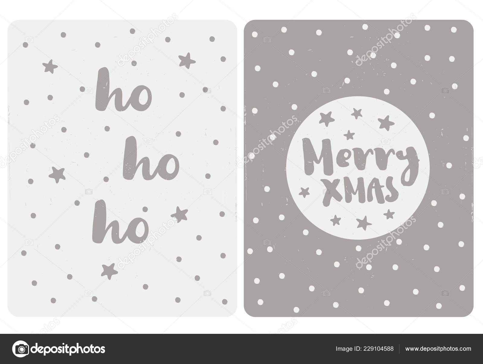 Cute Simple Christmas Vector Cards Light Grey Dark Gray