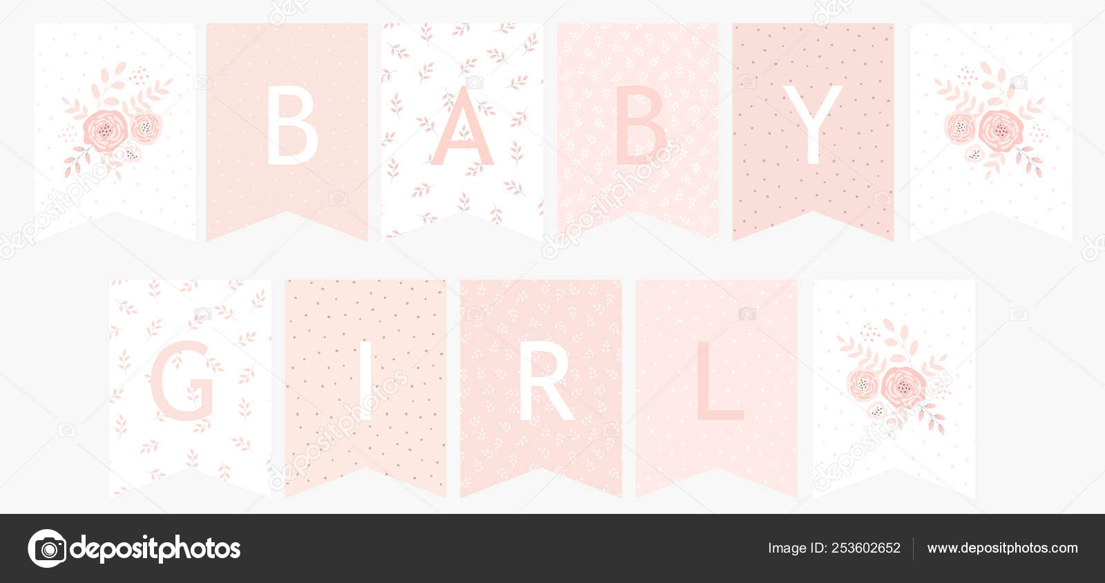 Lovely Baby Shower Paper Decoration Set Cute Pastel Color Vector