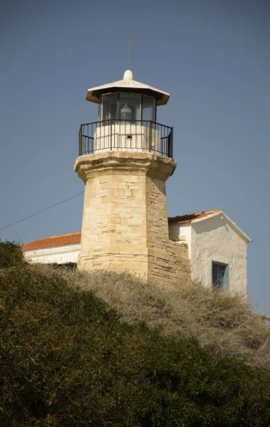 Antiguo Faro Histórico Chipre Cielo — Foto de Stock