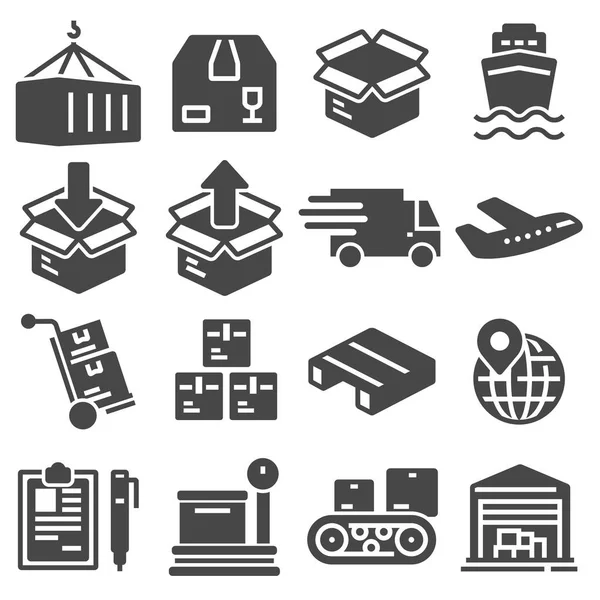 Shipping Logistics Icons White Background — Stock Vector