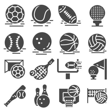 Spor topları siyah arka plan üzerinde ayarlayın. Vektör çizim.