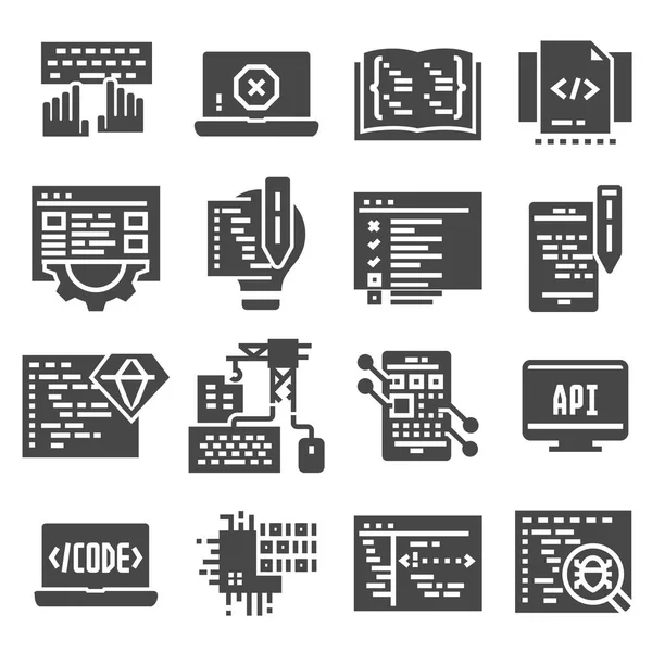 Vektor Schwarzer Code Programmiersymbol Auf Weißem Hintergrund — Stockvektor