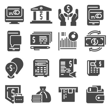 Vektör para simgeleri ayarlayın. Beyaz arka plan üzerinde vektör çizim