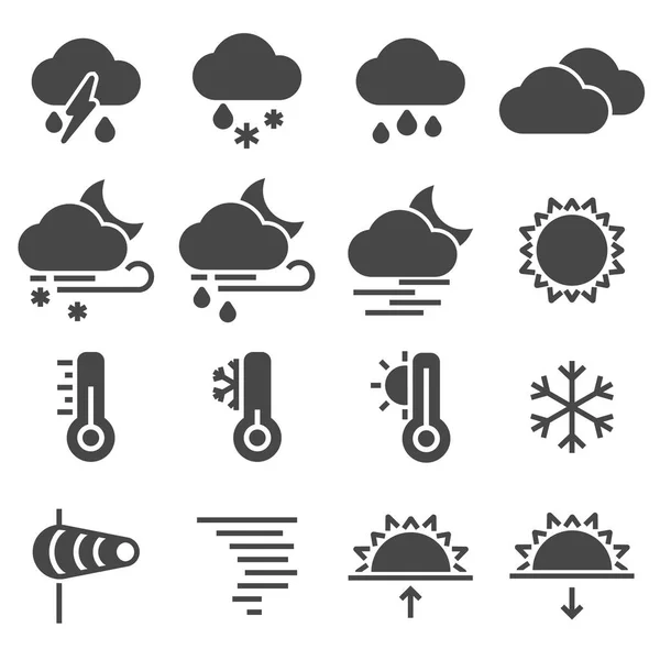 Ícones Meteorológicos Sobre Fundo Branco Ilustração Vetorial — Vetor de Stock