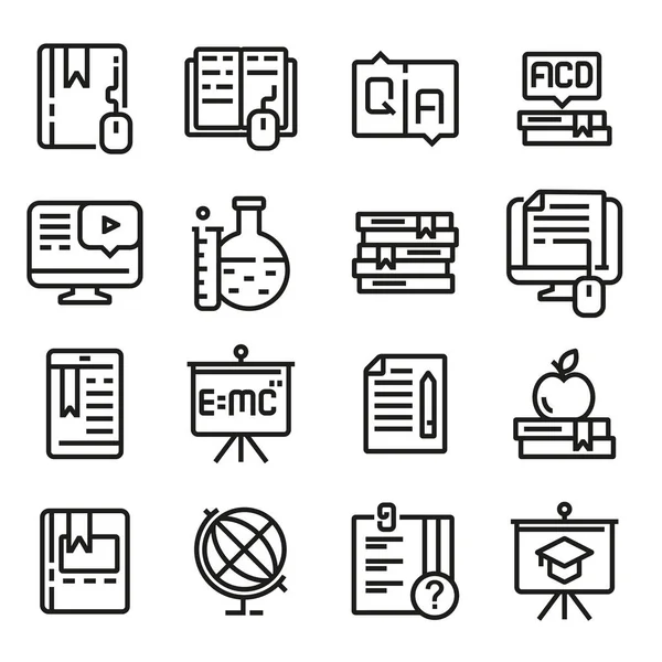 Education Icon Set Outline Style Textbook Monitor More — Stock Vector