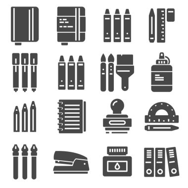 Office şeyler, ince gri Icons set, illüstrasyon vektör