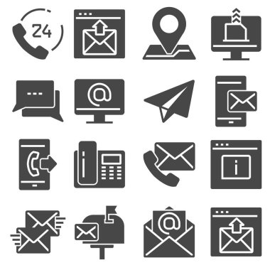 Gri simgeler web ve mobil uygulama vektör çizimler için bize ulaşın