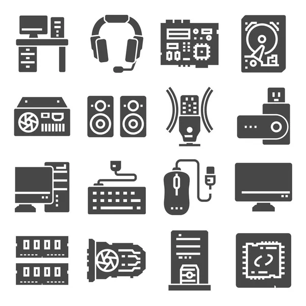 Computer Components Related Vector Icons Contains Icons Cpu Ram Power — Stock Vector