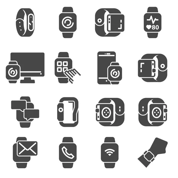 Conjunto Iconos Reloj Inteligente Ilustración Vectorial — Vector de stock