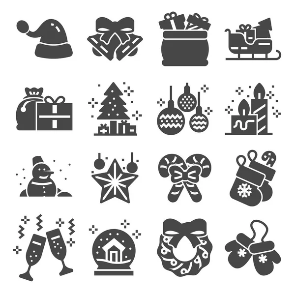 Iconos Relacionados Con Navidad Vectores Listos Contiene Tal Estrella Campana — Archivo Imágenes Vectoriales