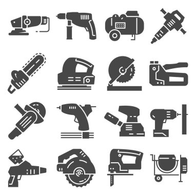 Elektrik çalışma araçları vektör simgeleri ayarlandı