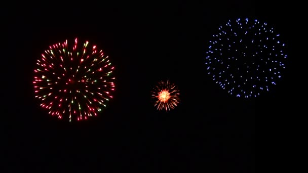 Belo espectáculo de fogos de artifício. Magníficos fogos de artifício de férias . — Vídeo de Stock
