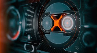 HUD arayüzü için öğeler. Tasarım için Illustration. Teknoloji arka planı. Fütüristik Kullanıcı arayüzü.