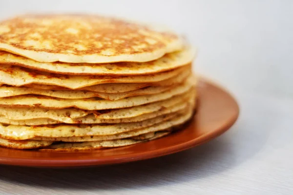 Homemade russian pancake on white background, — Stock Photo, Image