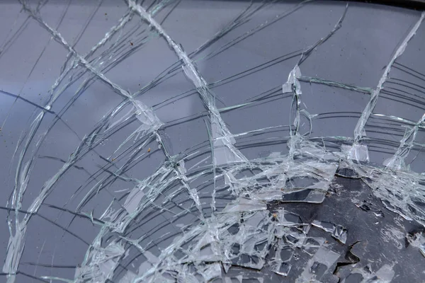 Broken car front windshield glass — Stock Photo, Image
