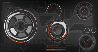 Bilimkurgu Fütüristik Parlak HUD Ekranı. Vitrual Gerçeklik Teknolojisi Ekranı