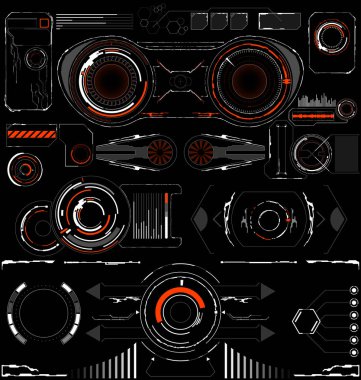 Bilimkurgu Fütüristik Parlak HUD Ekranı. Vitrual Gerçeklik Teknolojisi Ekranı