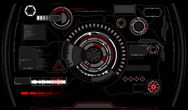 Bilimkurgu Fütüristik Parlak HUD Ekranı. Vitrual Gerçeklik Teknolojisi Ekranı