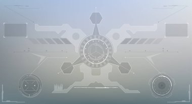 Bilimkurgu Fütüristik Parlak HUD Ekranı. Vitrual Gerçeklik Teknolojisi Ekranı