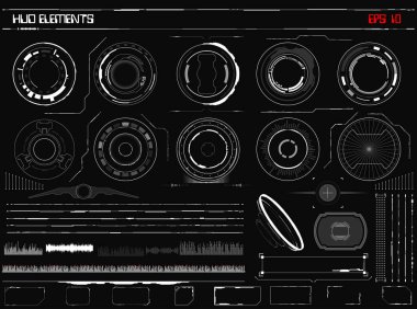 Bilimkurgu Fütüristik Parlak HUD Ekranı. Vitrual Gerçeklik Teknolojisi Ekranı