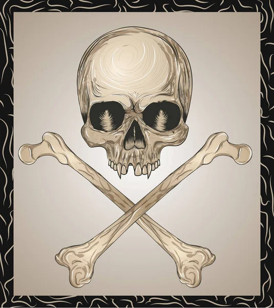 Zła czaszka ze skrzyżowanymi kośćmi. — Wektor stockowy
