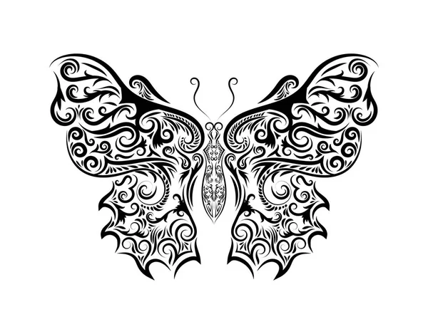 Черно-белая бабочка, изолированная на белом . — стоковый вектор