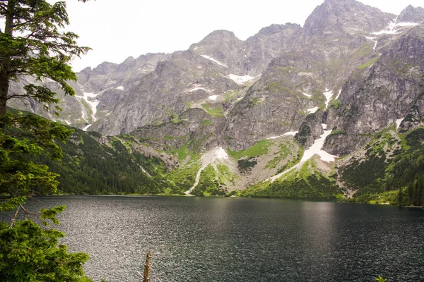 Panorama Desde Verdes Montañas Beskid Alto Tatra Con Lago Cascadas — Foto de Stock