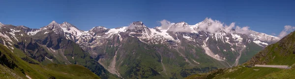 Πανόραμα Αυστρία Στις Άλπεις Από Δρόμος Γκροσγκλόκνερ Παγετώνες Βουνά Καταρράκτες — Φωτογραφία Αρχείου