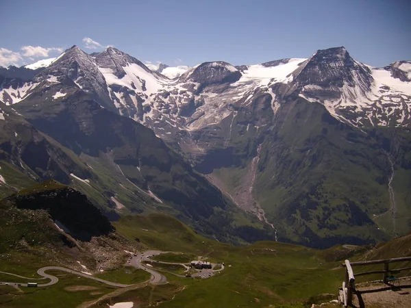 Panorama Alp Rakousko Grossglockner High Alpine Road Ledovce Hory Vodopády — Stock fotografie