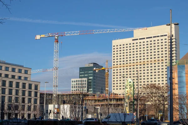 Modern construction site for a new office building in Leipzig