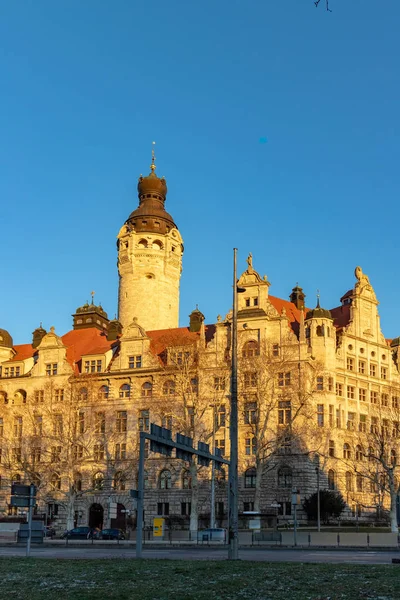 View New City Hall Leipzig Winter Blue Sky — ストック写真