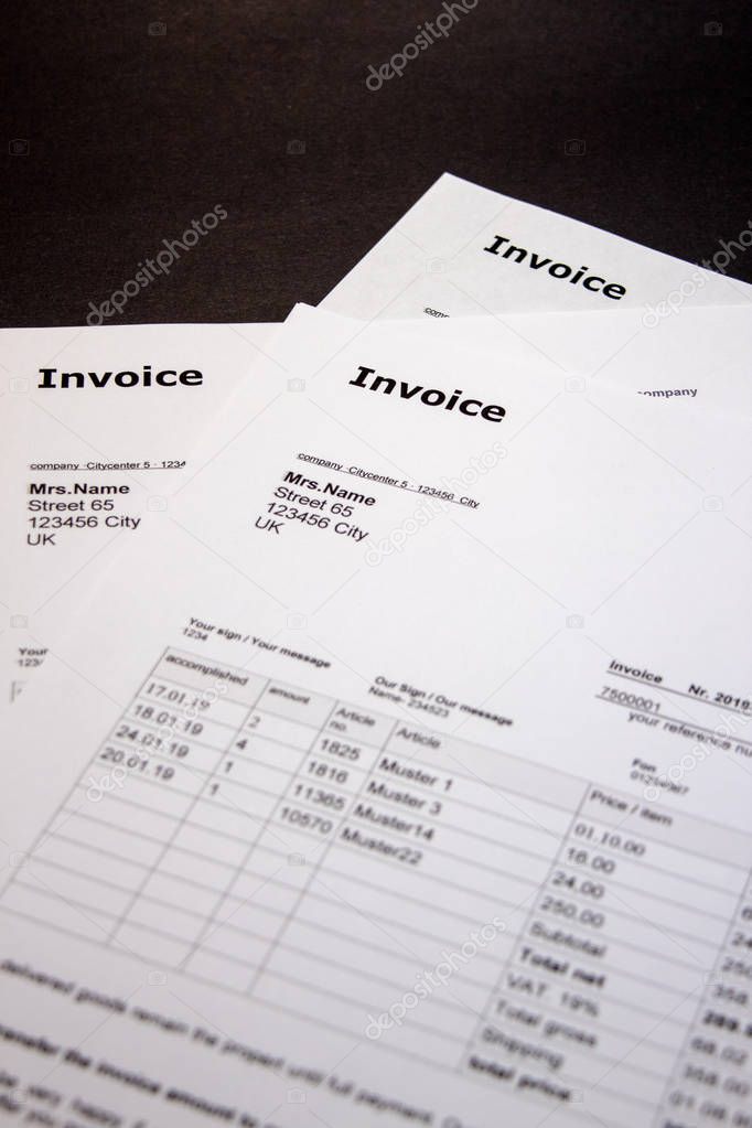 Invoice templates design in minimal style with text 