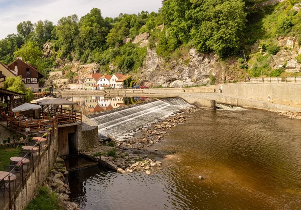 Kilátás Nyílik Unesco Világ Örökség Város Cesky Krumlov Történelmi Épületek — Stock Fotó