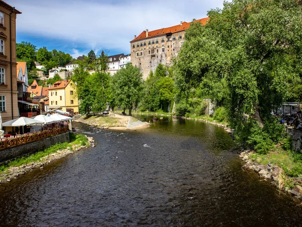 Weergave Van Unesco World Heritage Stad Cesky Krumlov Tsjechië Met — Stockfoto