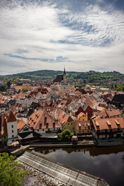 Weergave Van Unesco World Heritage Stad Cesky Krumlov Tsjechië Met — Stockfoto