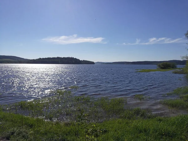 Панорама Жодних Водосховища Річки Влтава Кордоні Чехією Австрії Луків Лісів — стокове фото