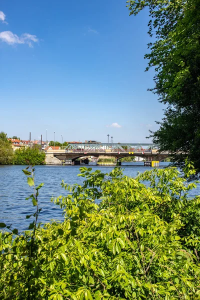 Vista Romântica Rio Dahme Spree Berlim Koepenick Com Casas Costa — Fotografia de Stock