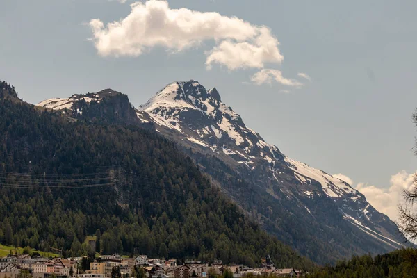 Vista Panorama Das Montanhas Engadin Suíço Grisons Alpes Suíços Europa — Fotografia de Stock
